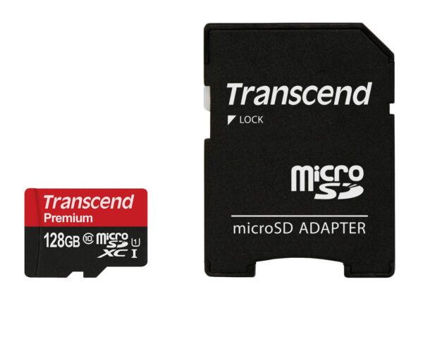 48 Transcend TS128GUSDU1 128GB MicroSDXC Class10 UHS-1 Memory Card with Adapter 45 MB/S