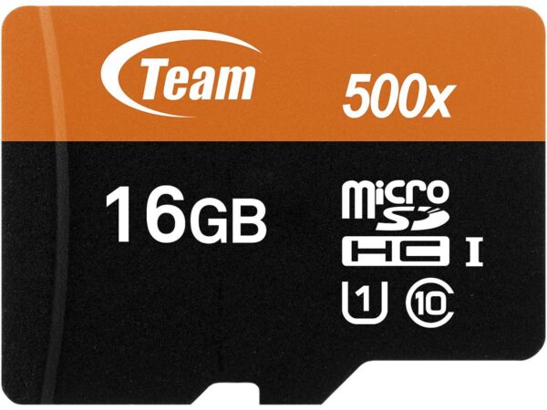 53 Team 16GB microSDHC UHS-I/U1 Class 10 Memory Card with Adapter, Speed Up to 80MB/s