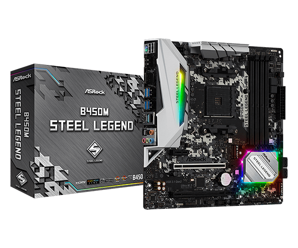 Asrock B450M Steel Legend motherboard with 3yr. warranty