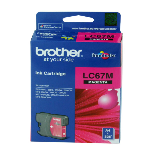 17 Brother Inkjet Cartridge Magenta Lc-67m (genuine)