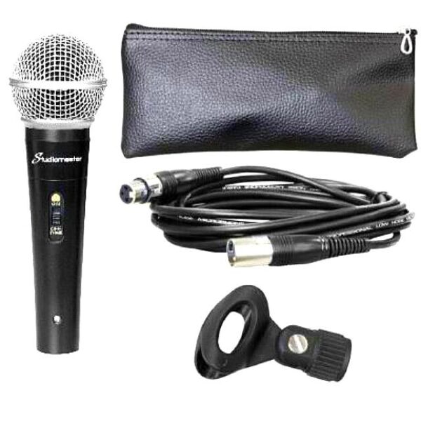 Studiomaster Km52 Wired Balanced Microphone 5m Cable Stand Clip Protec
