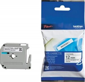 BROTHER M231 1/2 IN. BLACK ON WHITE LABEL TAPE