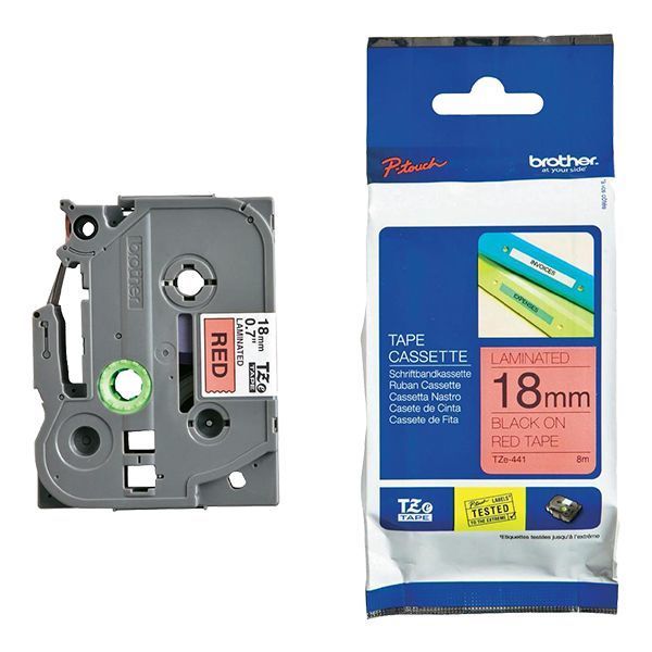 BROTHER TZE-441 3/4 IN. BLACK ON RED P-TOUCH TAPE
