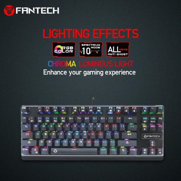 Fantech Mk857 Gaming 60% Keyboard (black)/(red Switch)- 1yr Wrnty