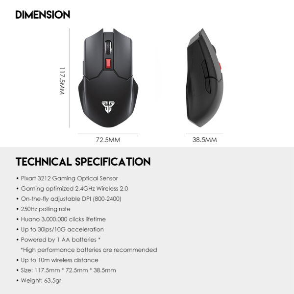 Fantech Cruiser Wg11 Wireless Gaming Mouse 2400dpi