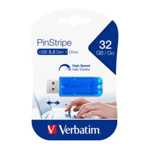 2337202053756_66407 Verbatim 66407 Store N Go Pinstripe Usb 3.0 Drive 32gb - Blue