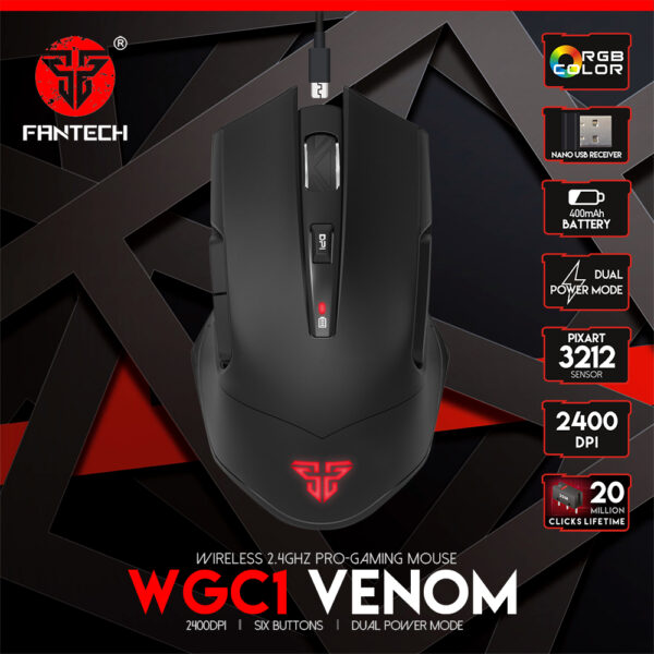 26b8be91-1 Fantech Wgc1 Wireless Charging Design Rgb And 2400dpi Gaming Mouse