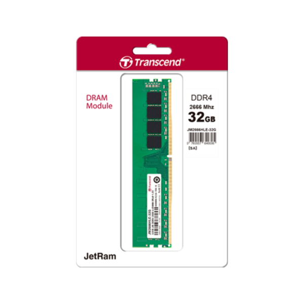 Transcend Desktop Ram- Dimm,ddr4 2666 Mhz,32 Gb Single Stick 2yr Wrnty