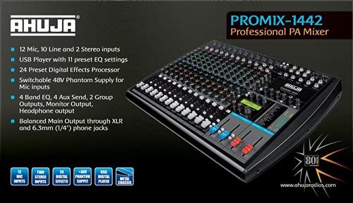 Ahuja Promix 1442 Professional Pa Mixer 12 Mic And 10 Line Balanced