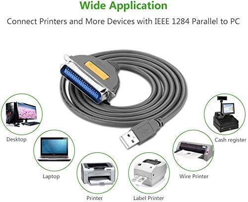 Ugreen Usb To Parallel Port Ieee1284 Cn36 Printer Cable 10ft-30228