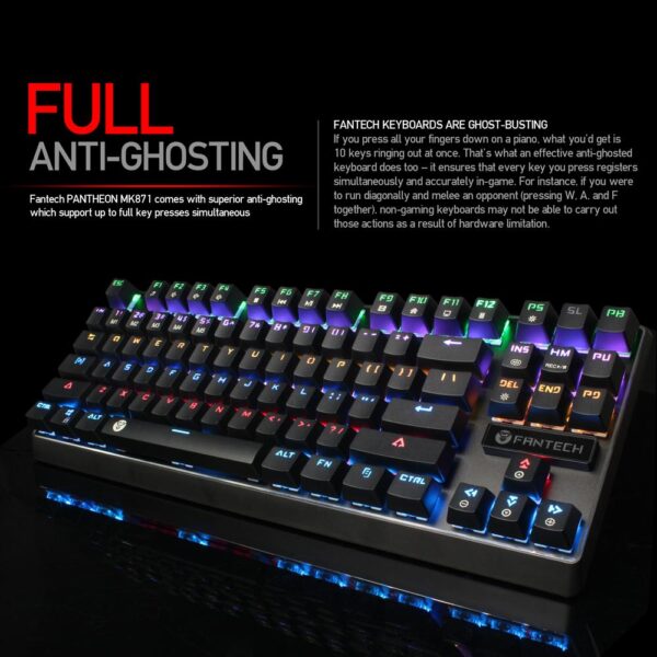 Fantech Mk857 Gaming 60% Keyboard (black)/(red Switch)- 1yr Wrnty