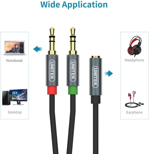 Unitek Y-c957abk 3.5mm Aux Audio Cable - Female To 2xmale