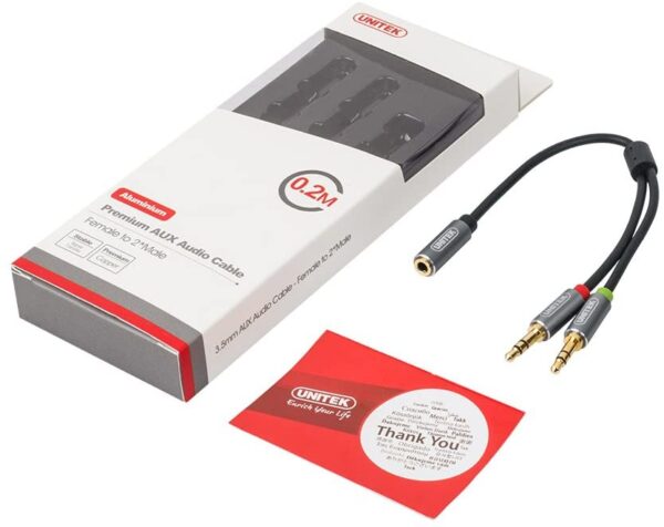 Unitek Y-c957abk 3.5mm Aux Audio Cable - Female To 2xmale