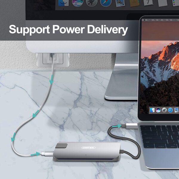 Unitek Y-dk09016 5-in-1 Usb-c Ethernet Hub With Dual Monitor & 60w Pd