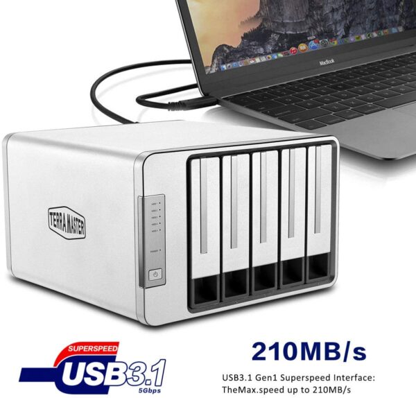 71zVHBEnZ9L._AC_SL1200_ Terramaster D5-300 5-bay Das, Usb 3.1 High-speed Interface