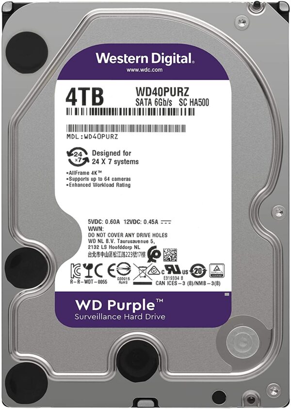 Wd Purple 4tb Cctv Hard Disk Drive - 5400 Rpm Sata 6gb/s 64mb Genuine