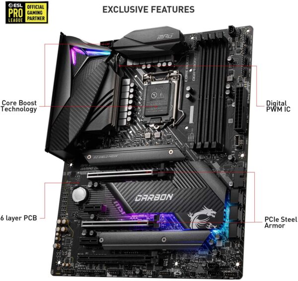 81EEBQIoEeL._AC_SL1500_ Msi Mpg Z490 Gaming Carbon Wifi Gaming Motherboard Atx 1yr Warranty