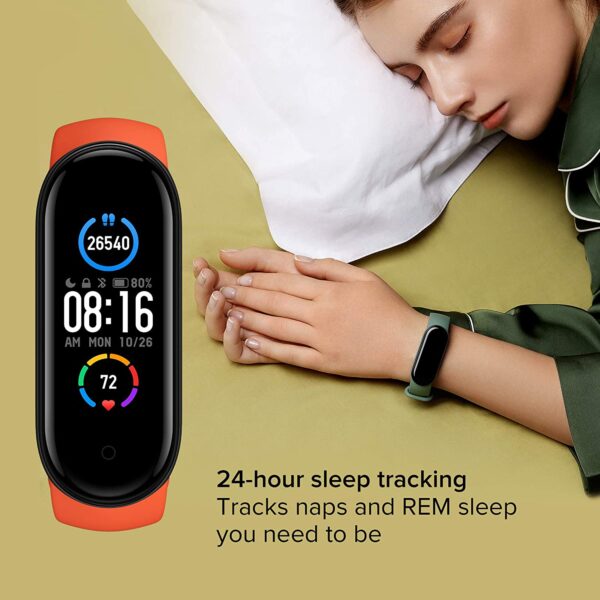 Mi Smart Band 5 Fitness Band, 1.1-inch Amoled Color Display, Magnetic