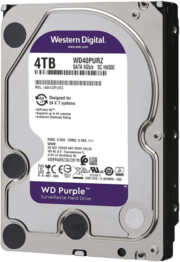 Wd Purple 4tb Cctv Hard Disk Drive - 5400 Rpm Sata 6gb/s 64mb Genuine