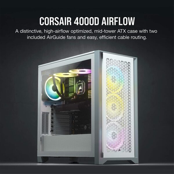 Corsair 4000d Airflow Mid-tower Atx Gaming Case Cc-9011201-ww White