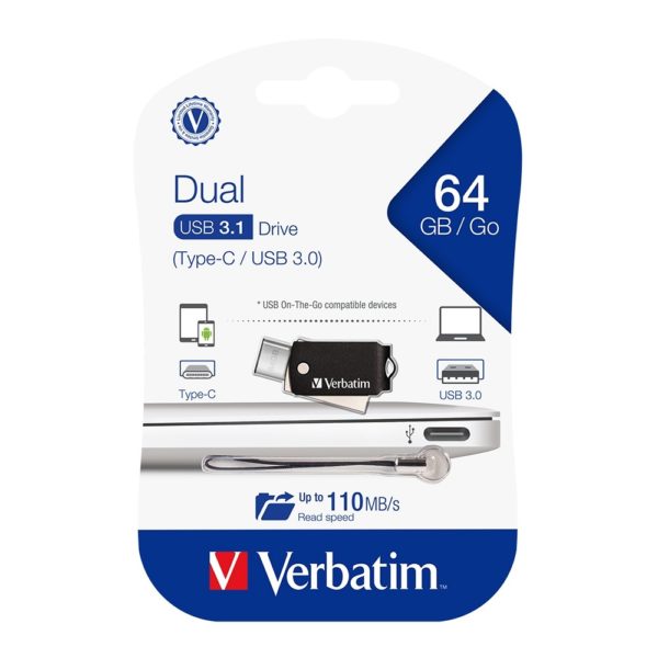 Verbatim Store N Go Usb 3.1 Type-c Otg Drive 64gb-model: 64906