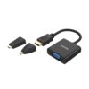 Unitek Y-6355 Hdmi To Vga Adapter With 3.5mm+mini & Micro Hdmi