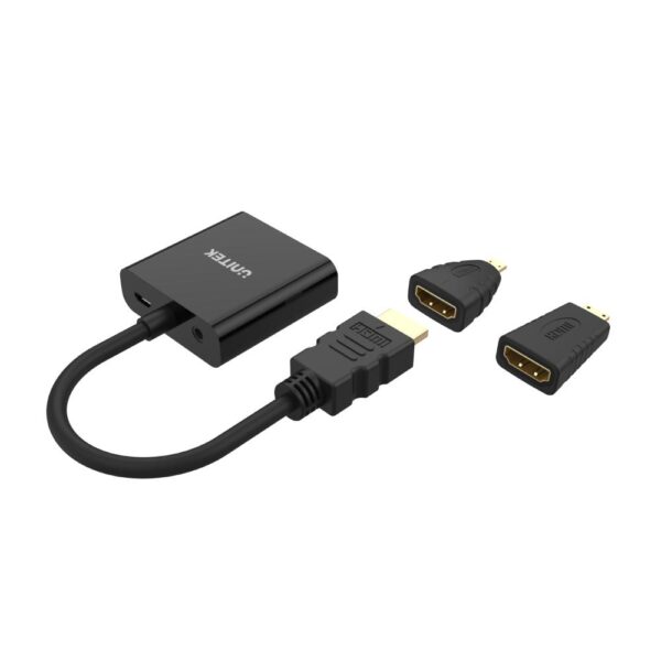 Unitek Y-6355 Hdmi To Vga Adapter With 3.5mm+mini & Micro Hdmi