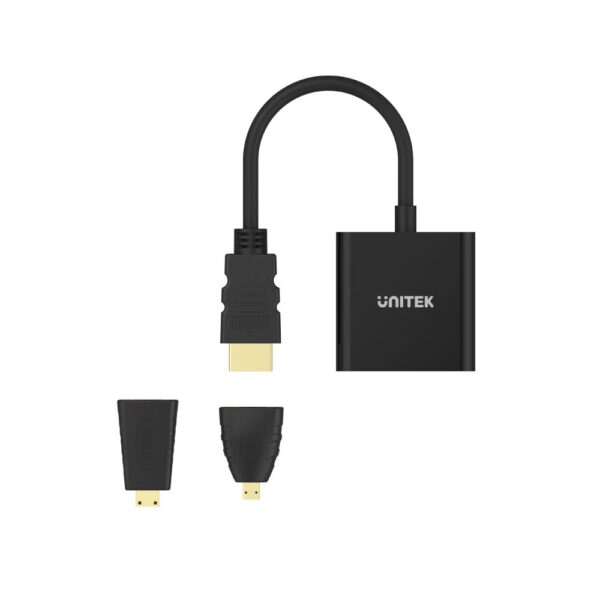 Unitek Y-6355 Hdmi To Vga Adapter With 3.5mm+mini & Micro Hdmi
