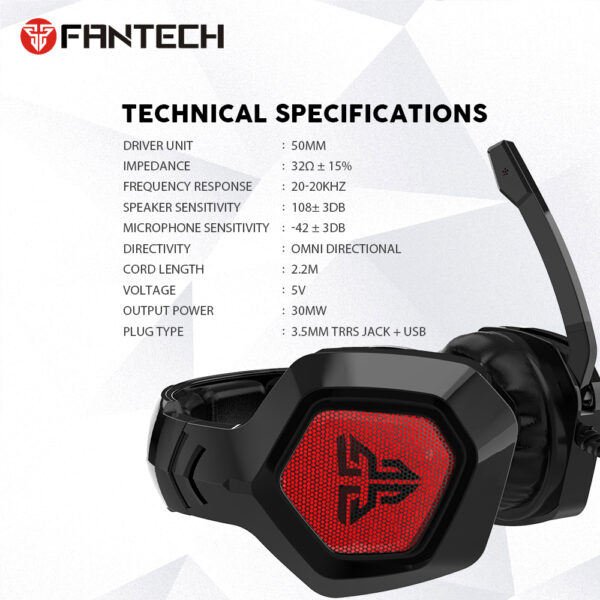 Fantech Mh83 Adjustablergb Light Noise Cancelling Gaming Headset 7.1