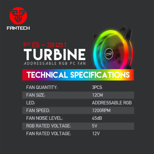 1c8bfe2e Fantech Fb-301 Turbine Addressable Rgb Pc Fan