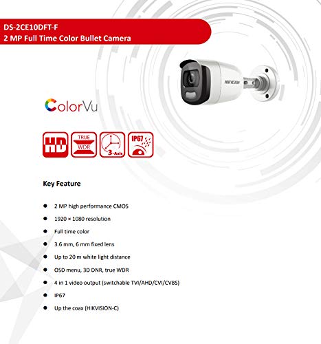 Hikvision 2mp Colorvu Bullet Camera Ds-2ce10dft-pfc