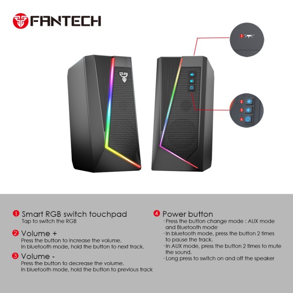 4cf150bd Fantech Rumble Gs204 Gaming (2 In 1 Bluetooth Plus Wired) Speaker