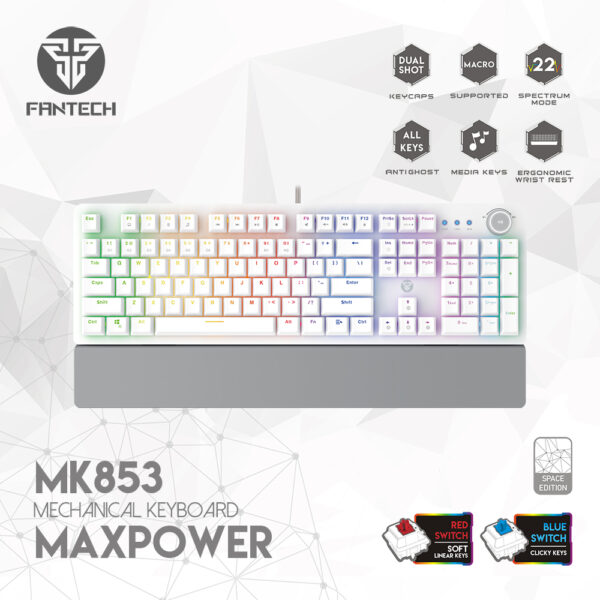 Fantech Gaming Mk852 Max Core Mechanical Keyboard White