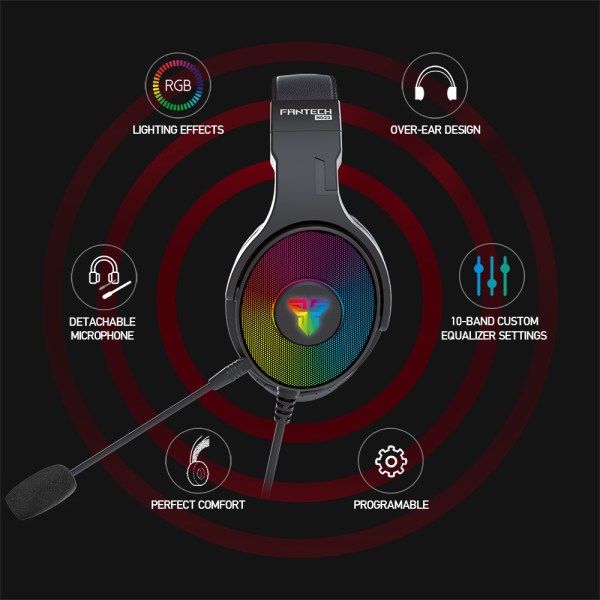 Fantech Rgb Earphone Game Hg22 Fusion With Microphone Usb 7.1