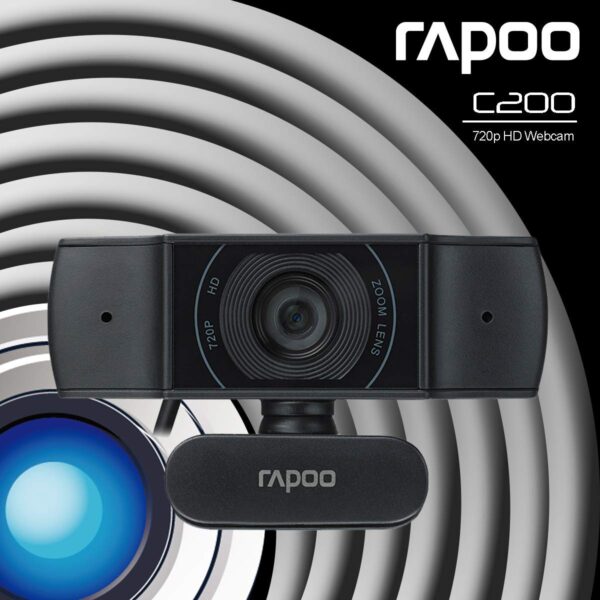 Rapoo Webcam C200 720p Hd Usb Black, 360 Horizontal Wth Microphone