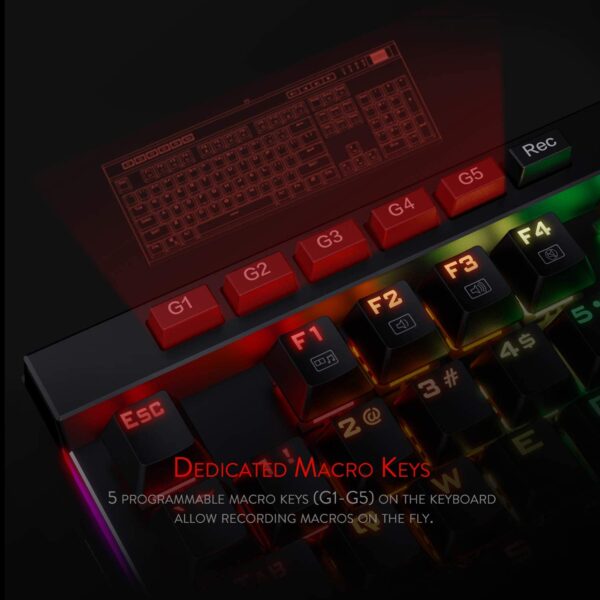 Redragon K580 Vata Rgb Led Backlit Mechanical Gaming Keyboard 104 Keys