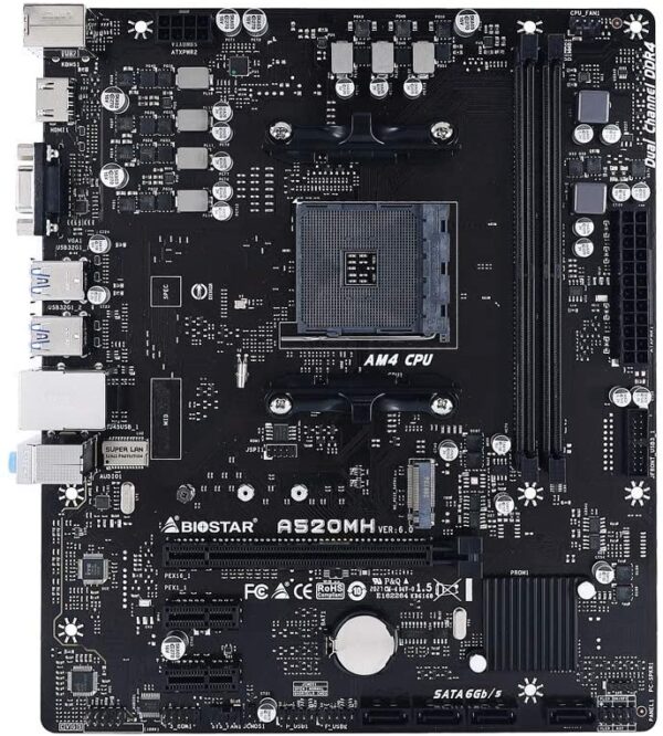Biostar Amd Motherbaord 3rd Gen A520 /m.2/4k Hdmi/pcie -1yr Wrnty