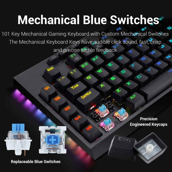 Redragon K588 Rgb Backlit Mechanical Gaming Keyboard With Programmable