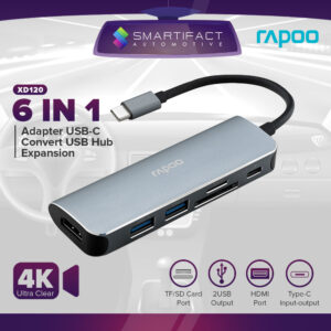 7d7359ba69f4e3e4f667022d303d0a0f Rapoo Xd120 6-port Expansion Dock Usb-c To Hdmi Usb Tf/sd Card -silver