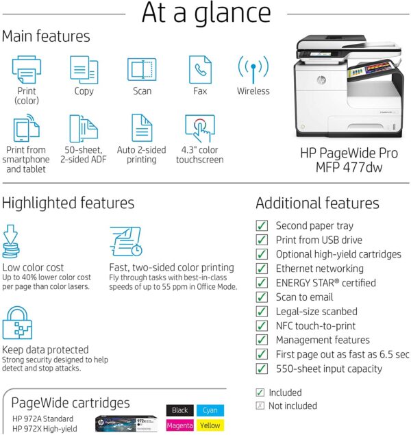Hp Pagewide Mfp 477 Dw (4 In 1 Multifunction Business & Duplex Printer