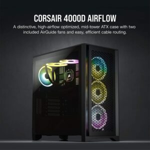 Corsair 4000D Airflow Tempered Glass Mid-Tower ATX PC Case - Black