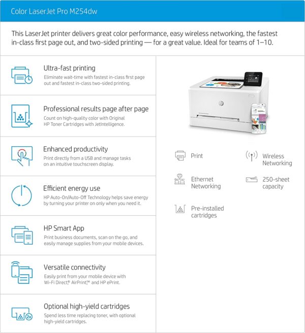 81OqoGzXJLL._SL1500_ Hp Color Laserjet M254 Dw Duplex Wireless A4 Printer-1year Warranty