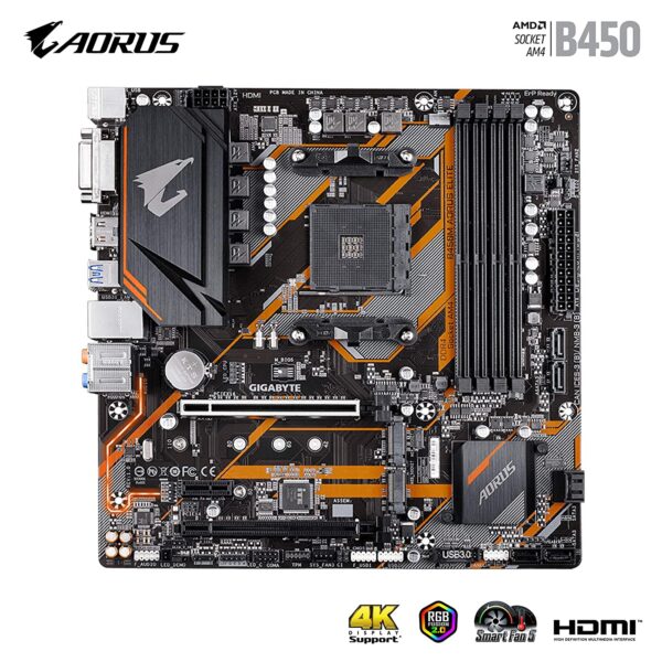 Gigabyte B450m Aorus Elite Motherboard With 1year Warranty