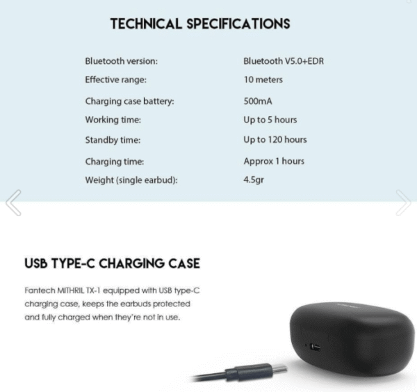 Capture7 Fantech Tws Tx-1 Mithril 5.0 Wireless Earphones