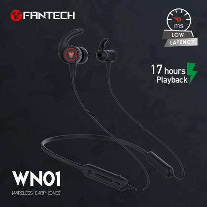 Fantech Wn01 Gaming Wireless Earphones Neckbands 17hrs Backup