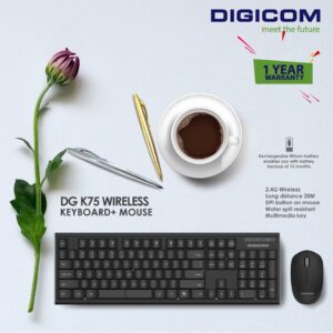 Digicom Wireless Keyboard Mouse Combo K75 With 1yr Wrnty.