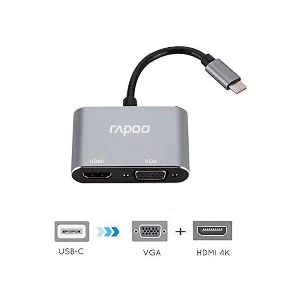 Rapoo Xd10v Type C To Vga+hdmi Multi Function Adapter (2in1)