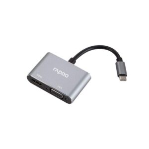 Rapoo-XD10V-USB-C-Multi-Function-Adapter-2-in-1 Rapoo Xd10v Type C To Vga+hdmi Multi Function Adapter (2in1)