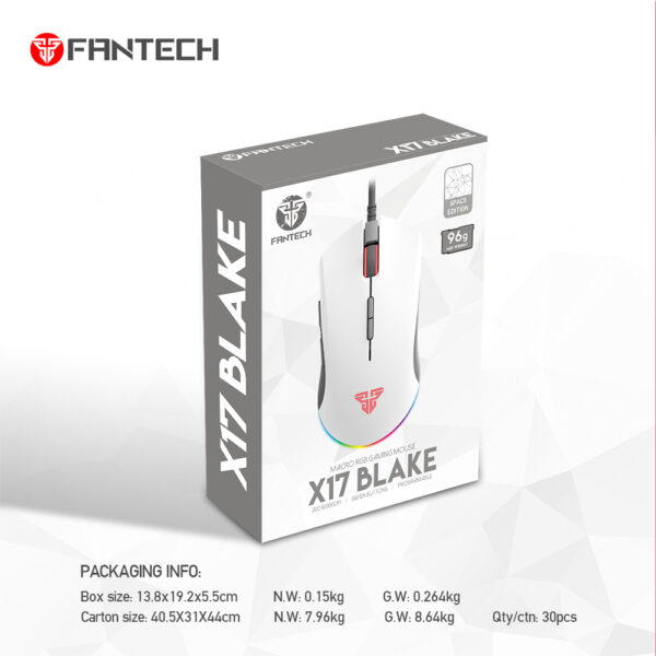 X17-10 Fantech Gaming Mouse X17 Blake Space Edition White edition