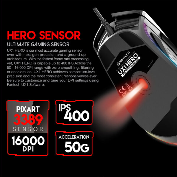 Fantech Ux1 Hero Ultimate Macro Rgb Gaming Mouse With 1 Year Warranty